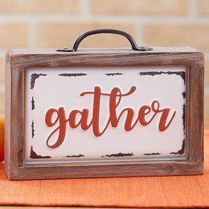 Rustic Gather Sign with Orange Accents
